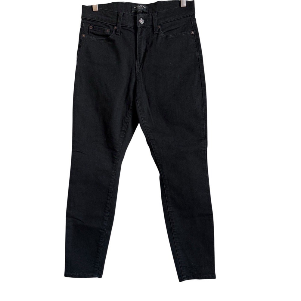 Banana Republic Skinny Jeans Women Petite 27/4 Black Stretch Denim Mid Rise Pant